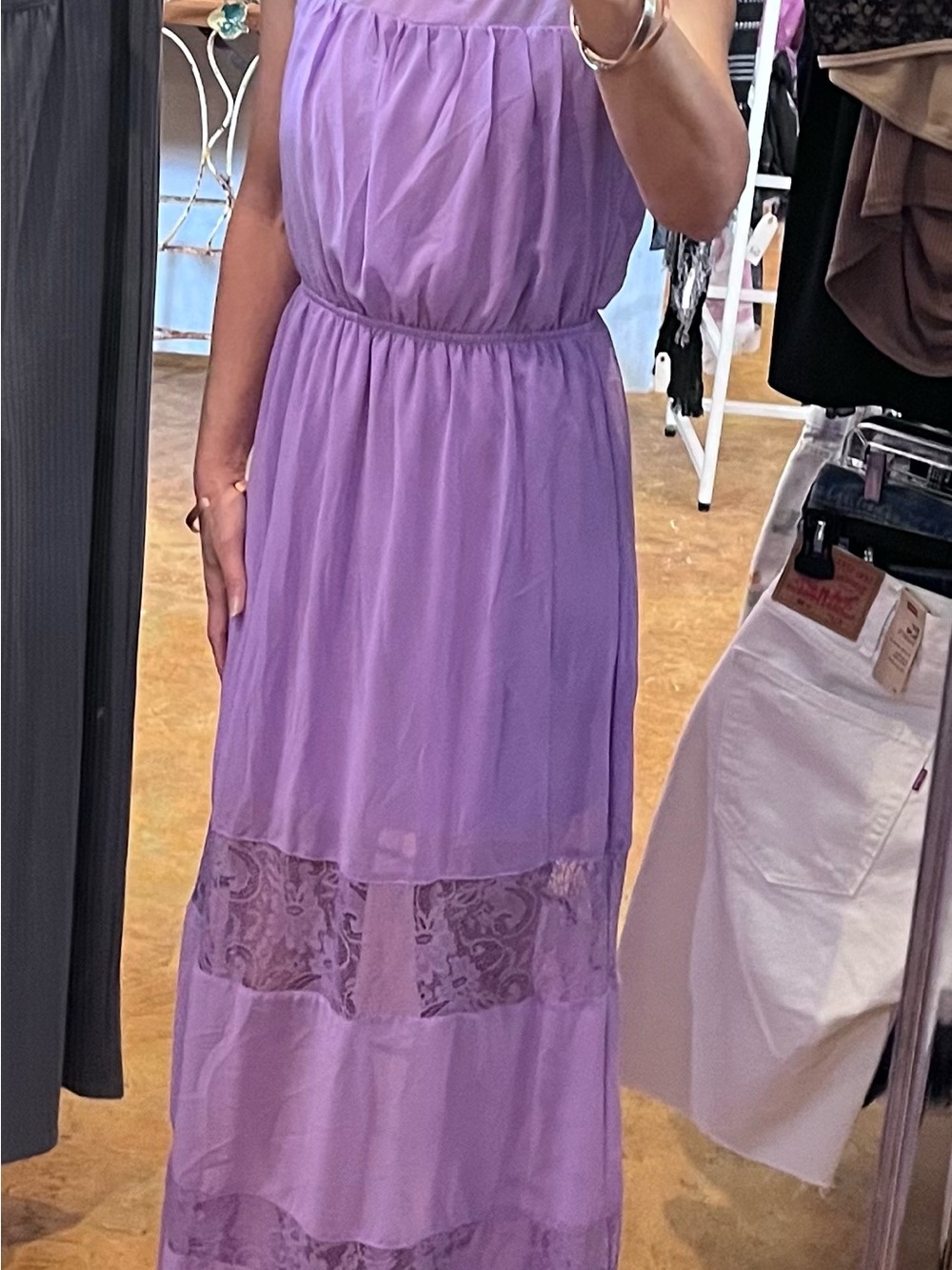 Charming Charlie Lavender Sheer-Panel Maxi Dress